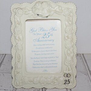 💞 Ceramic 25th Anniversary Frame · 7.5" x 4"